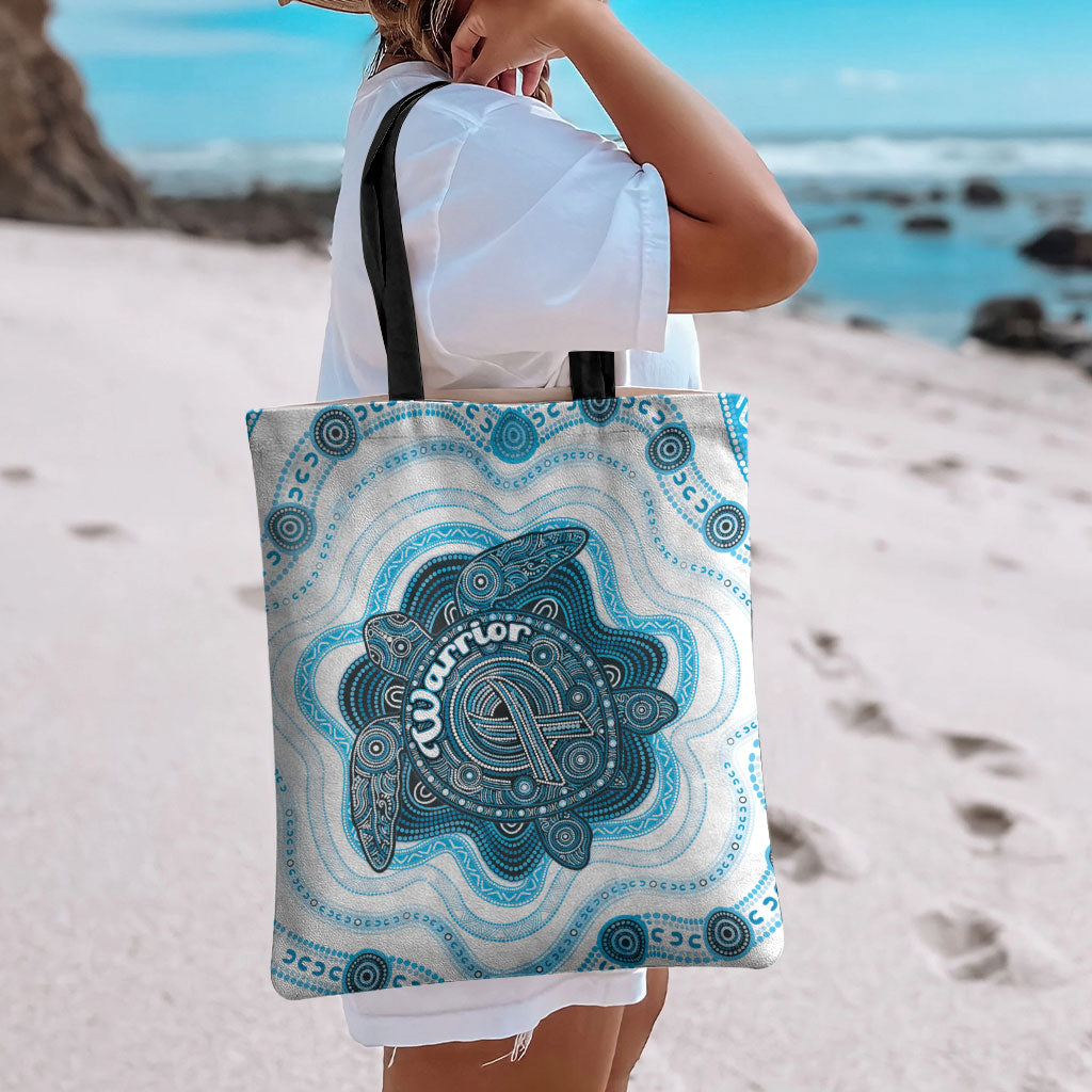 Prostate Cancer Support Tote Bag Warrior Ribbon Turtle Dot Art Pattern