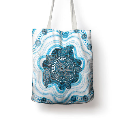 Prostate Cancer Support Tote Bag Warrior Ribbon Turtle Dot Art Pattern