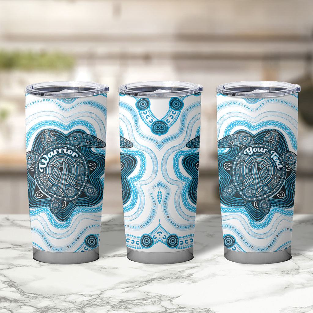 Personalised Prostate Cancer Support Tumbler Cup Warrior Ribbon Turtle Dot Art Pattern