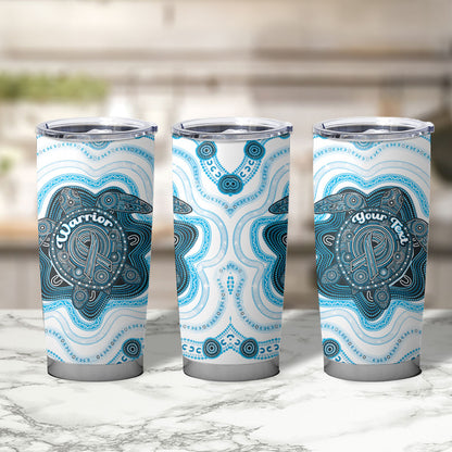 Personalised Prostate Cancer Support Tumbler Cup Warrior Ribbon Turtle Dot Art Pattern