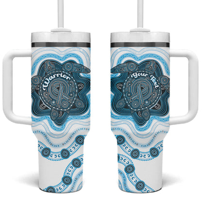 Personalised Prostate Cancer Support Tumbler With Handle Warrior Ribbon Turtle Dot Art Pattern