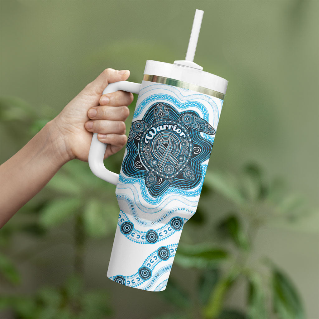 Personalised Prostate Cancer Support Tumbler With Handle Warrior Ribbon Turtle Dot Art Pattern