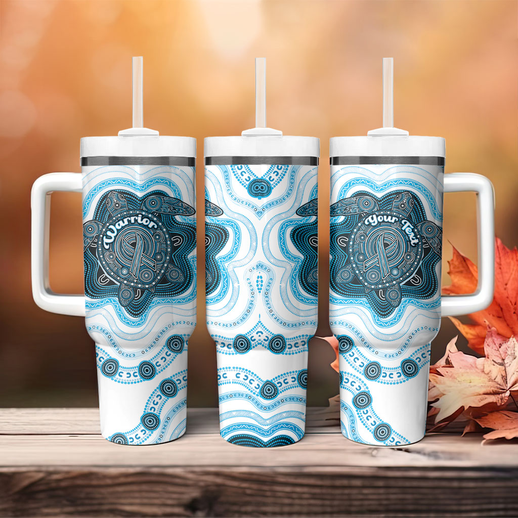 Personalised Prostate Cancer Support Tumbler With Handle Warrior Ribbon Turtle Dot Art Pattern