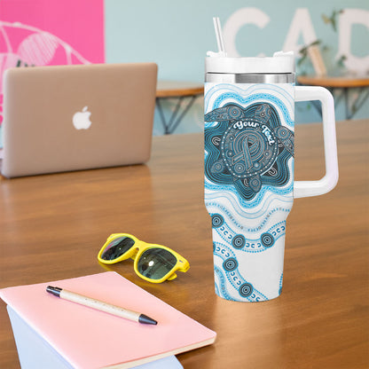 Personalised Prostate Cancer Support Tumbler With Handle Warrior Ribbon Turtle Dot Art Pattern