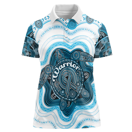 Personalised Prostate Cancer Support Women Polo Shirt Warrior Ribbon Turtle Dot Art Pattern