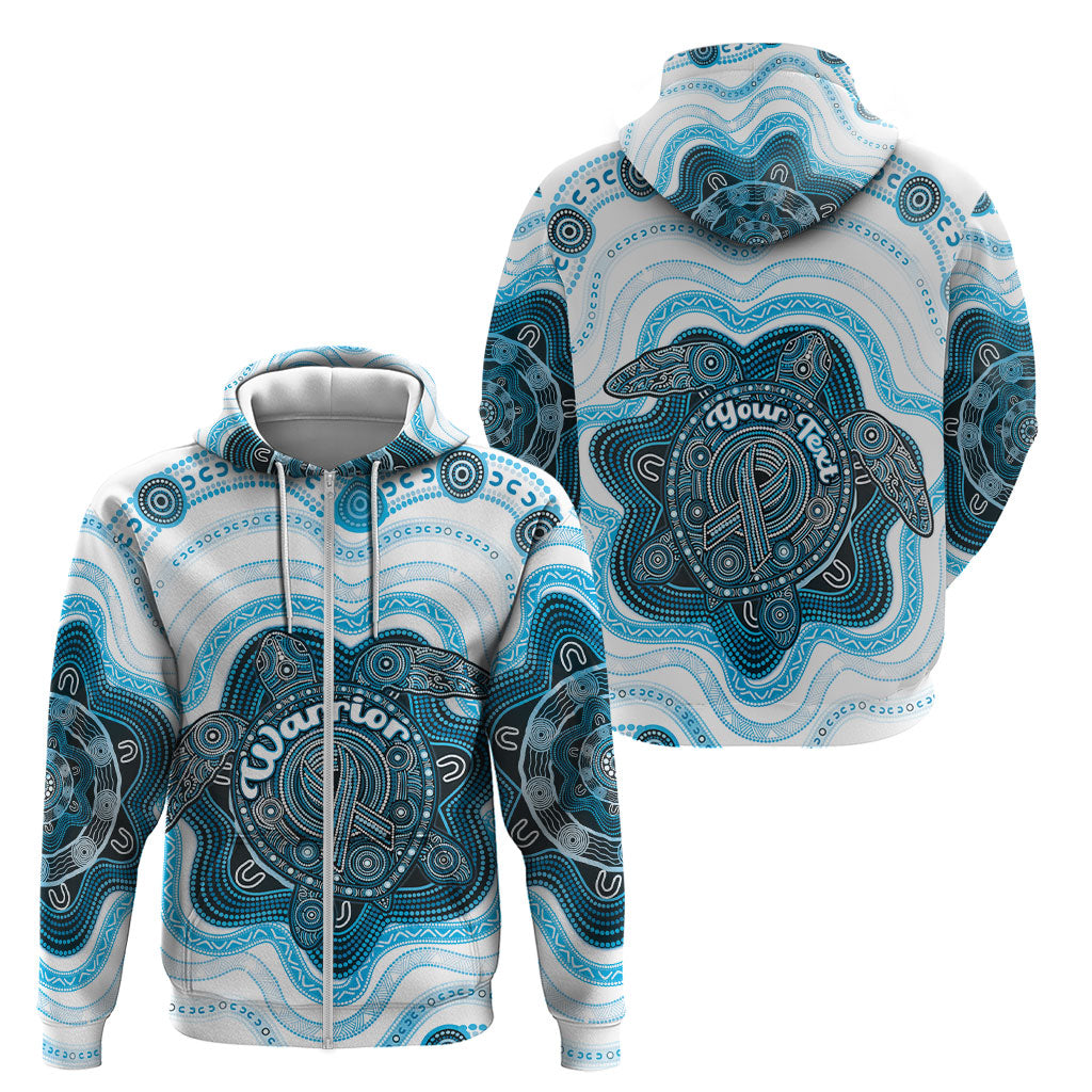 Personalised Prostate Cancer Support Zip Hoodie Warrior Ribbon Turtle Dot Art Pattern