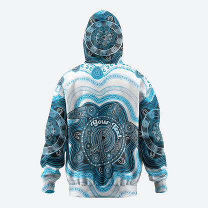 Personalised Prostate Cancer Support Zip Hoodie Warrior Ribbon Turtle Dot Art Pattern