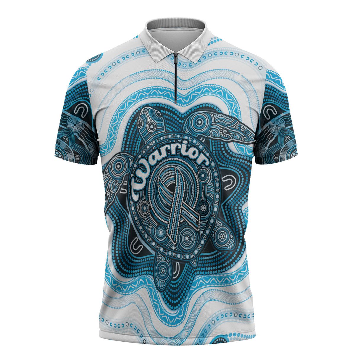 Personalised Prostate Cancer Support Zipper Polo Shirt Warrior Ribbon Turtle Dot Art Pattern