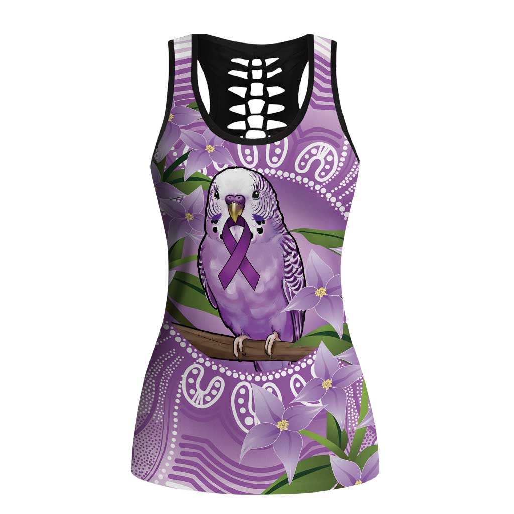 Epilepsy Support Budgerigar Australia Hollow Tank Top Budgie Purple Ribbon Boronia Aboriginal