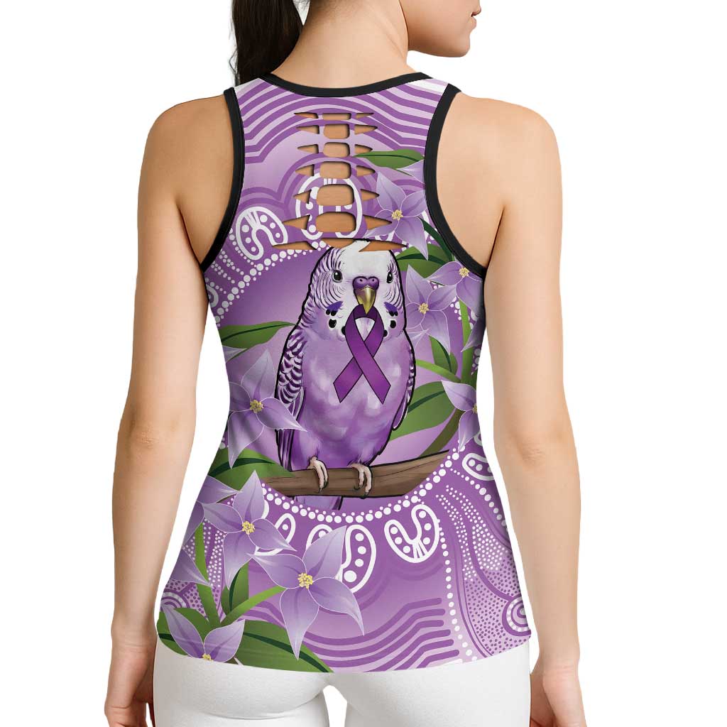 Epilepsy Support Budgerigar Australia Hollow Tank Top Budgie Purple Ribbon Boronia Aboriginal