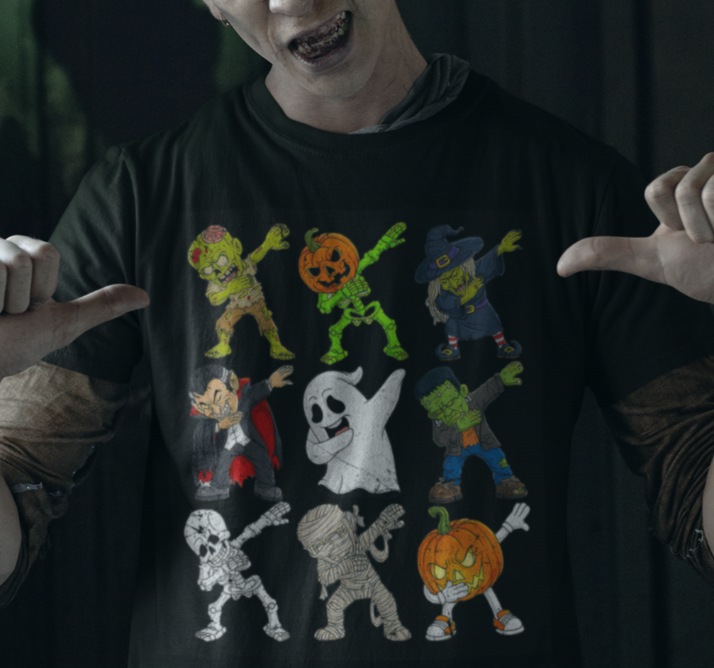 halloween-costume-t-shirt-spooky-dabbing-skeleton-zombie-scary-pumpkin