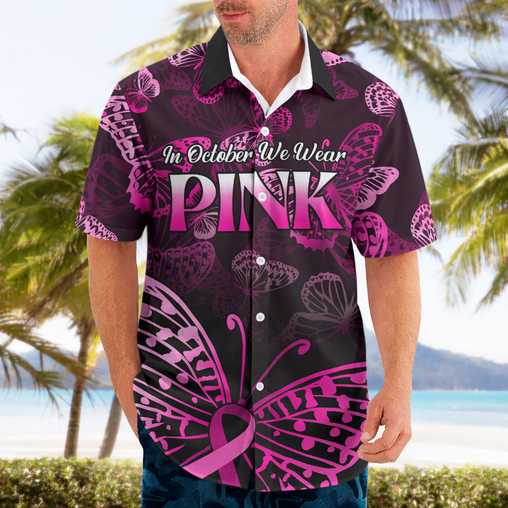 Personalised In October We Wear Pink Hawaiian Shirt Breast Cancer Support