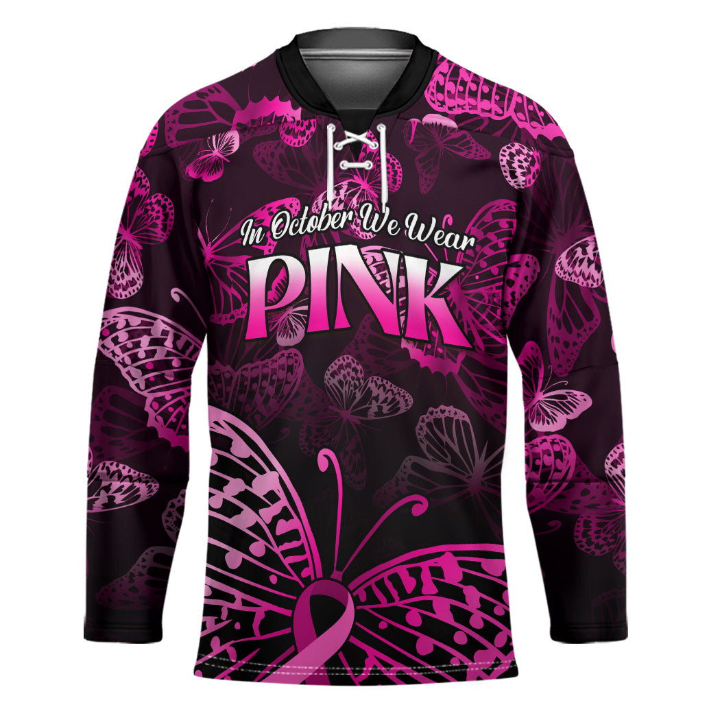 Personalised In October We Wear Pink Hockey Jersey Breast Cancer Support