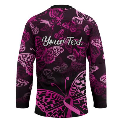 Personalised In October We Wear Pink Hockey Jersey Breast Cancer Support