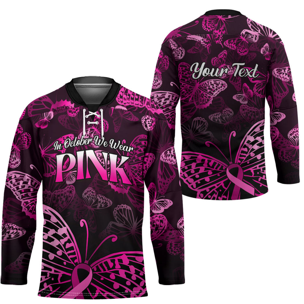 Personalised In October We Wear Pink Hockey Jersey Breast Cancer Support