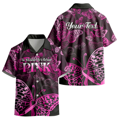 Personalised In October We Wear Pink Kid Hawaiian Shirt Breast Cancer Support