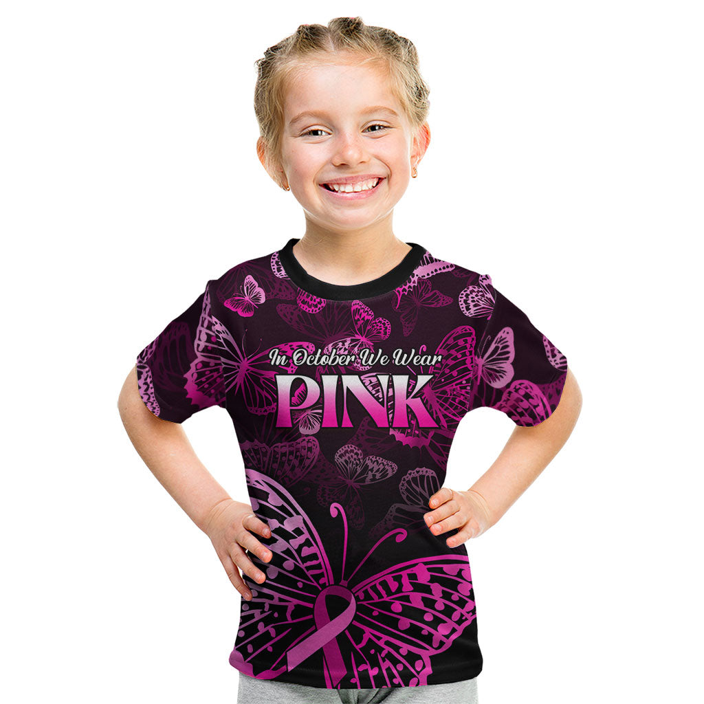 Personalised In October We Wear Pink Kid T Shirt Breast Cancer Support
