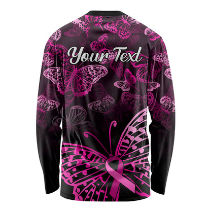 Personalised In October We Wear Pink Long Sleeve Shirt Breast Cancer Support