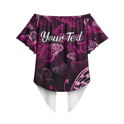 Personalised In October We Wear Pink Off Shoulder Wrap Waist Top Breast Cancer Support