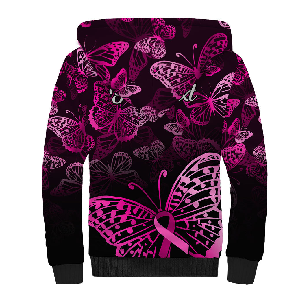 Personalised In October We Wear Pink Sherpa Hoodie Breast Cancer Support