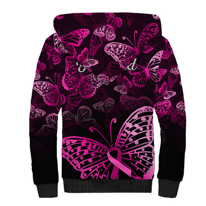Personalised In October We Wear Pink Sherpa Hoodie Breast Cancer Support
