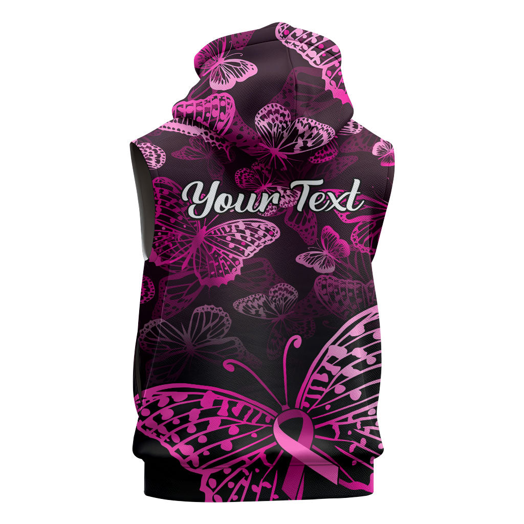 Personalised In October We Wear Pink Sleeveless Zip Hoodie Breast Cancer Support