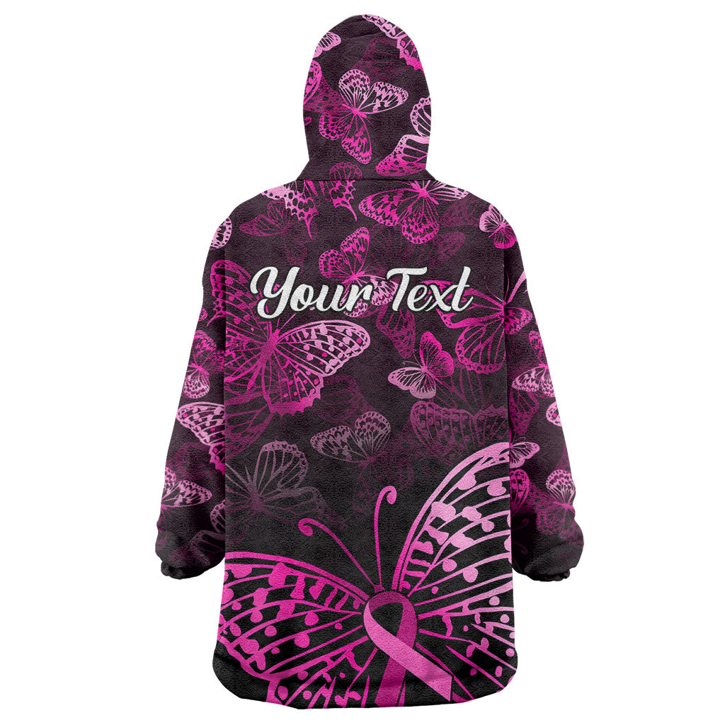 Personalised In October We Wear Pink Wearable Blanket Hoodie Breast Cancer Support