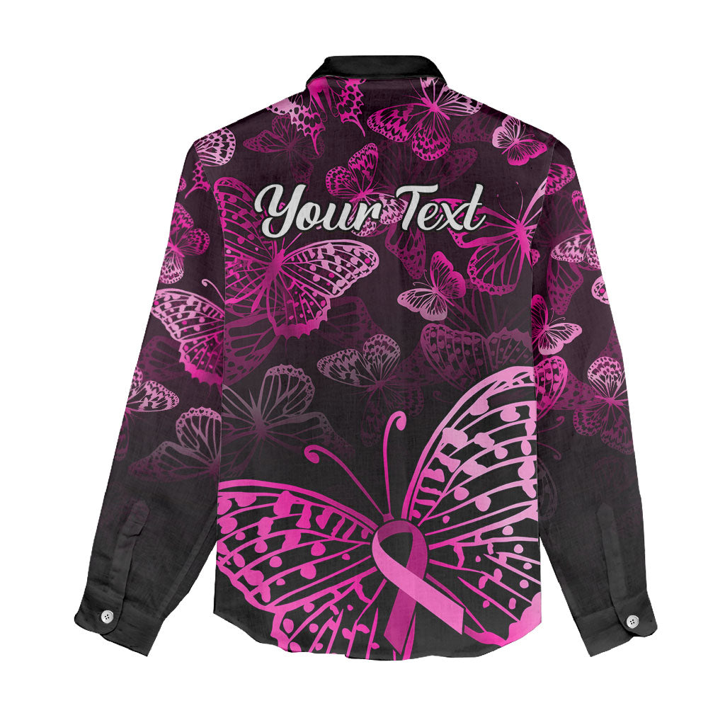 Personalised In October We Wear Pink Women Casual Shirt Breast Cancer Support