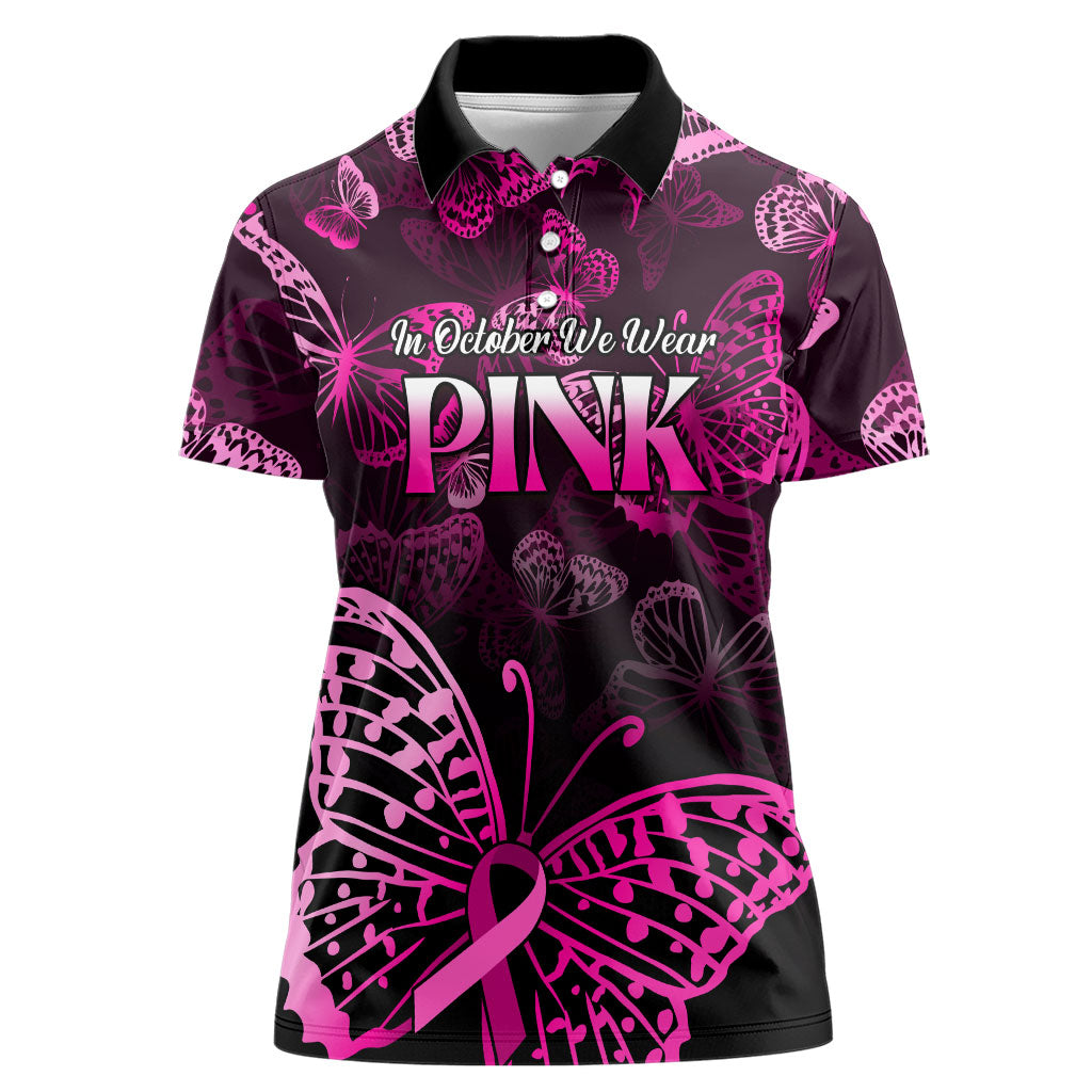 Personalised In October We Wear Pink Women Polo Shirt Breast Cancer Support