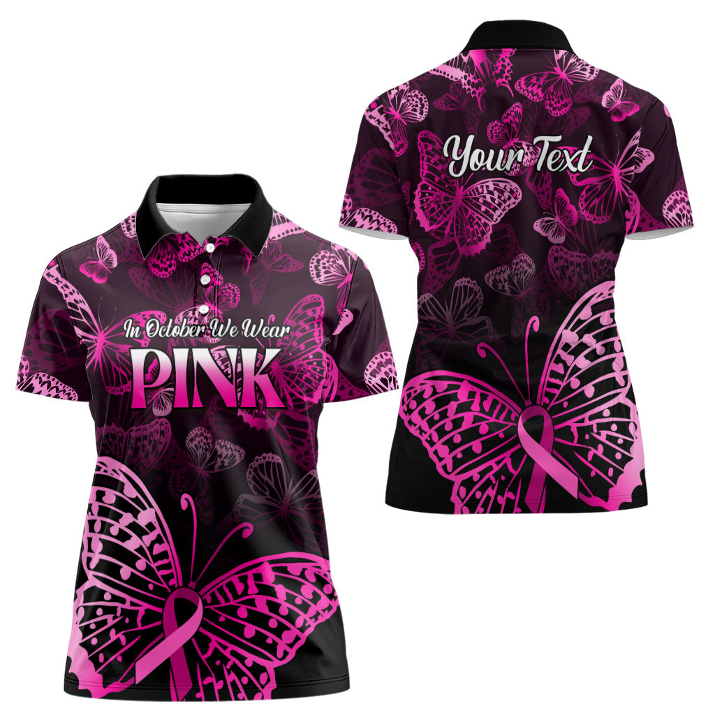 Personalised In October We Wear Pink Women Polo Shirt Breast Cancer Support