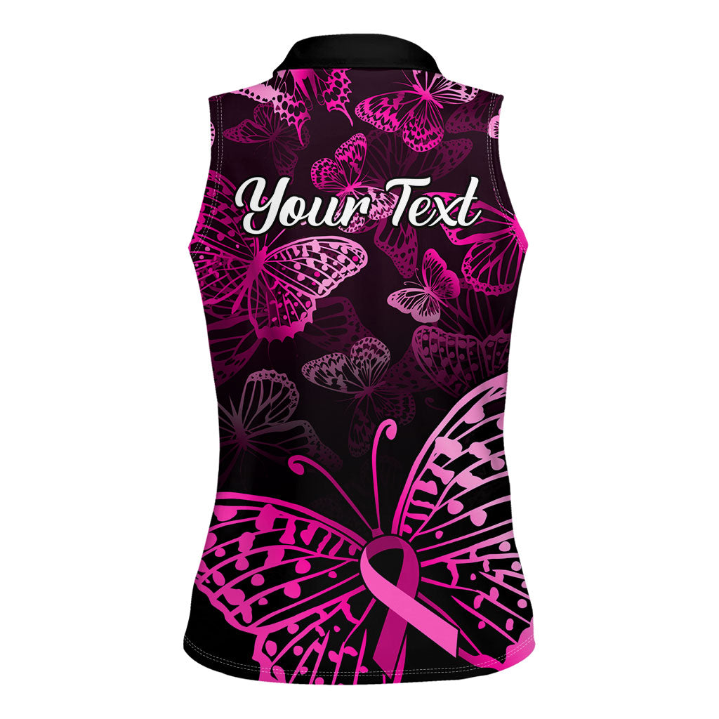 Personalised In October We Wear Pink Women Sleeveless Polo Shirt Breast Cancer Support