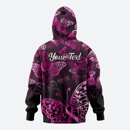 Personalised In October We Wear Pink Zip Hoodie Breast Cancer Support