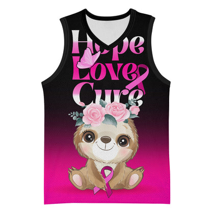 Personalised Hope Love Cure Sloth Basketball Jersey