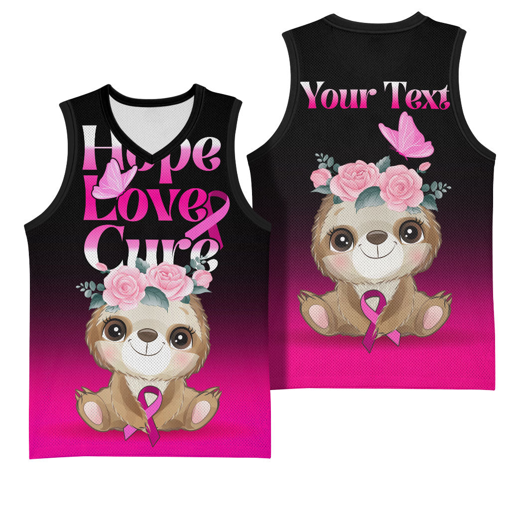 Personalised Hope Love Cure Sloth Basketball Jersey
