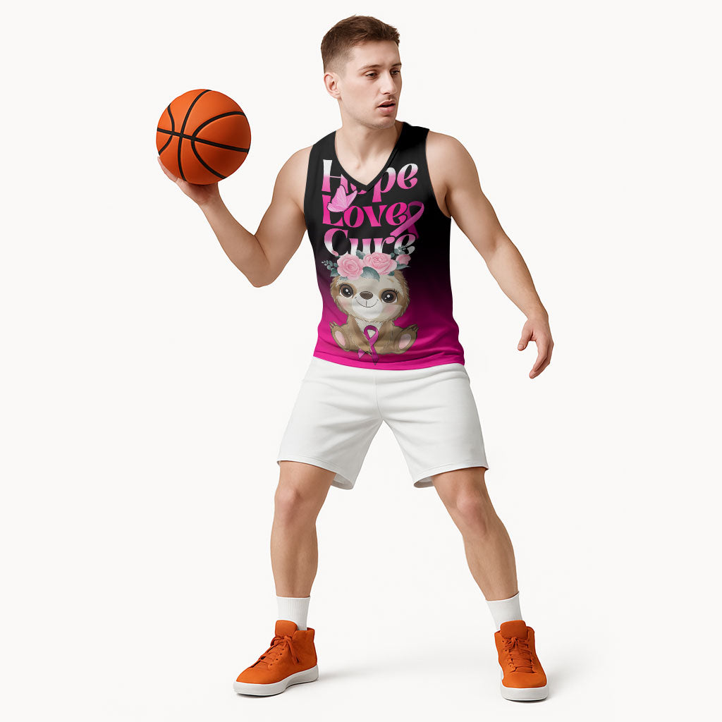 Personalised Hope Love Cure Sloth Basketball Jersey