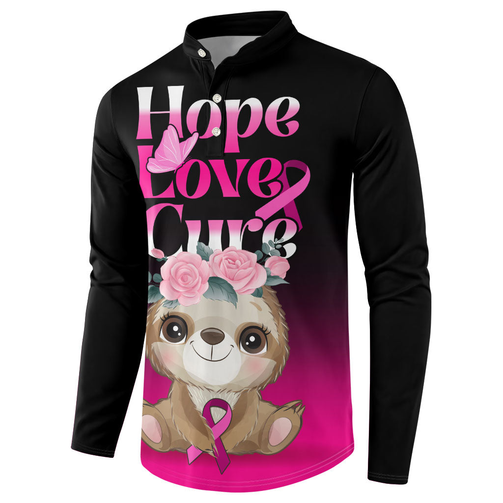 Personalised Hope Love Cure Sloth Button Sweatshirt
