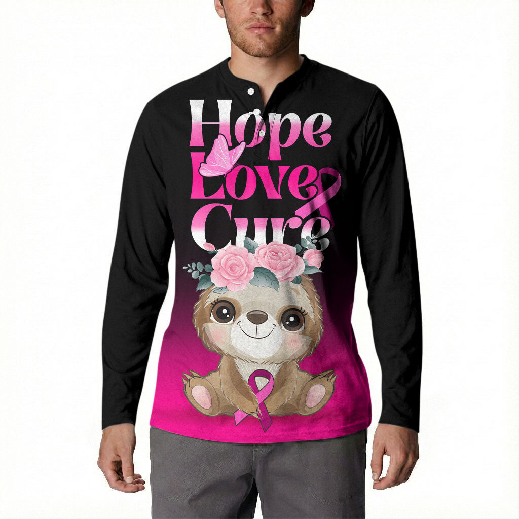 Personalised Hope Love Cure Sloth Button Sweatshirt