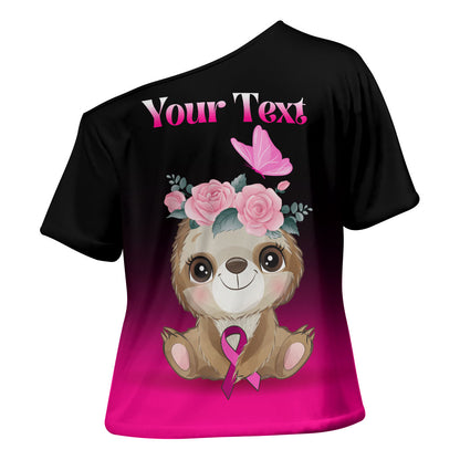 Personalised Hope Love Cure Sloth Cross Shoulder Shirt