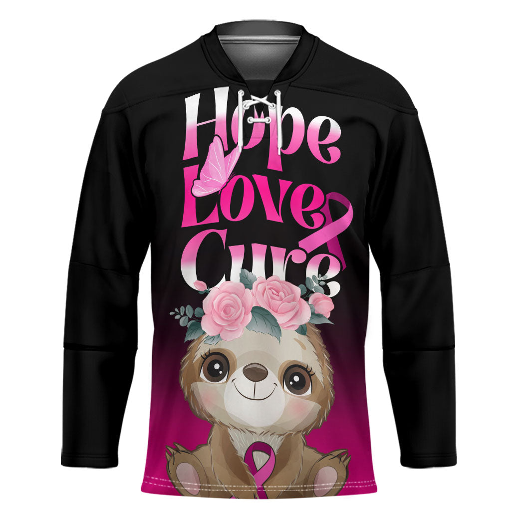 Personalised Hope Love Cure Sloth Hockey Jersey