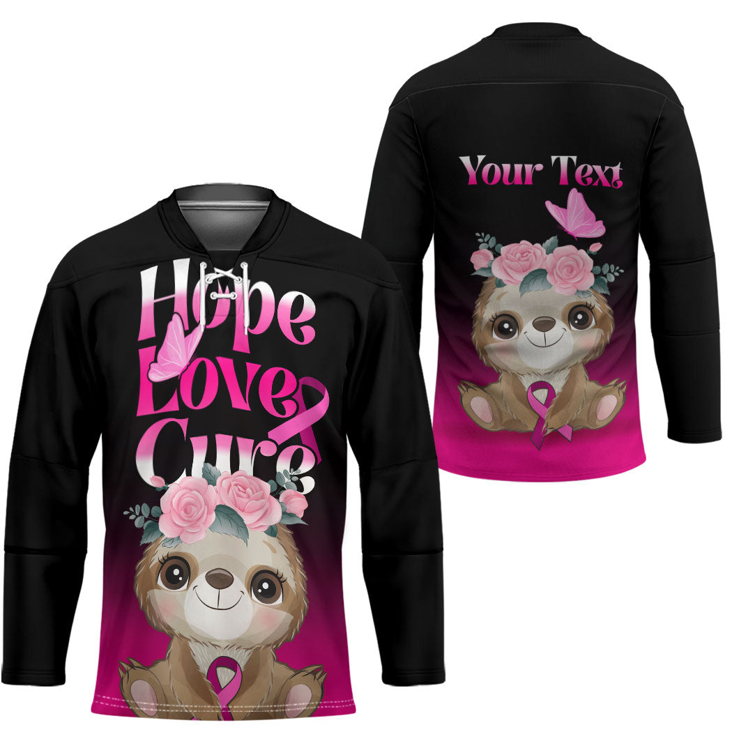 Personalised Hope Love Cure Sloth Hockey Jersey