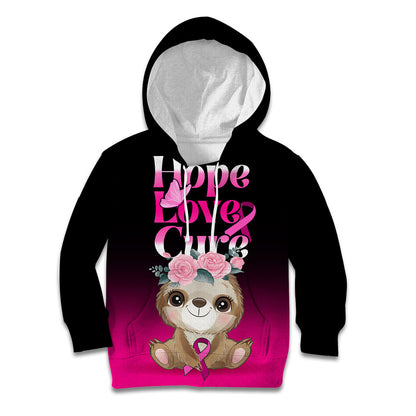 Personalised Hope Love Cure Sloth Kid Hoodie