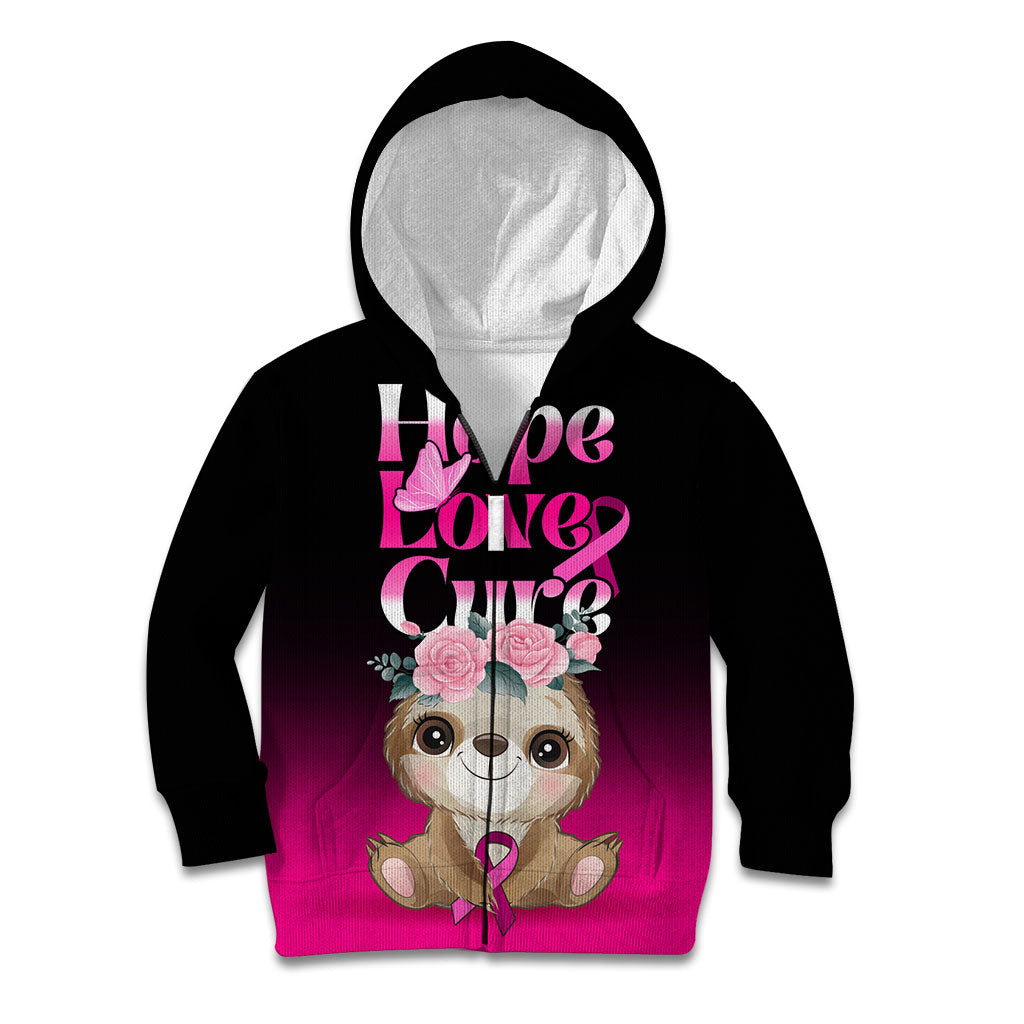 Personalised Hope Love Cure Sloth Kid Hoodie