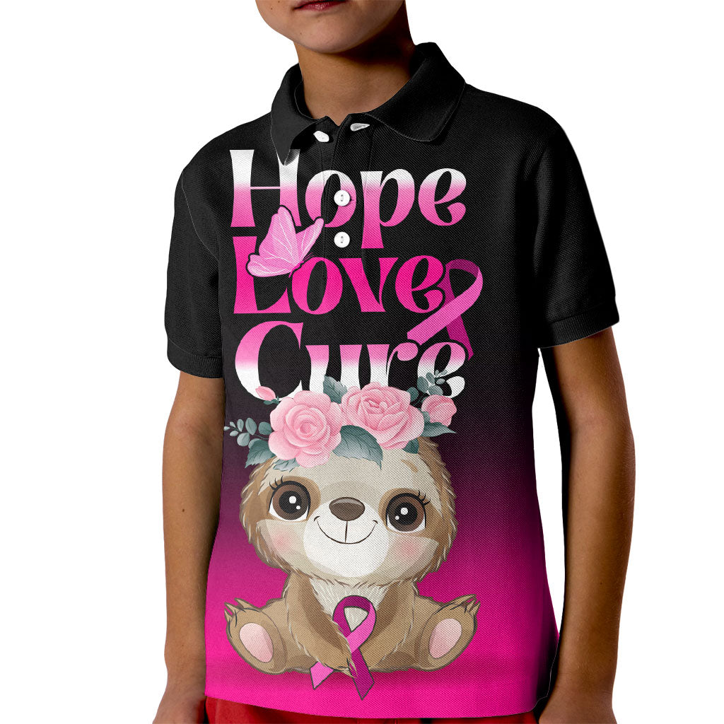 Personalised Hope Love Cure Sloth Kid Polo Shirt