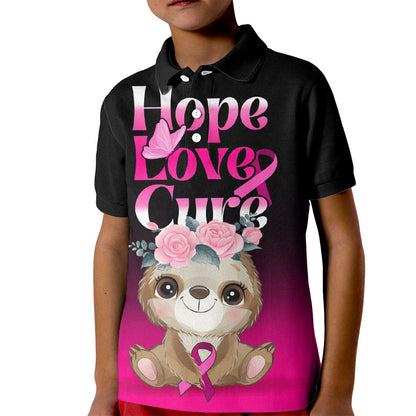 Personalised Hope Love Cure Sloth Kid Polo Shirt