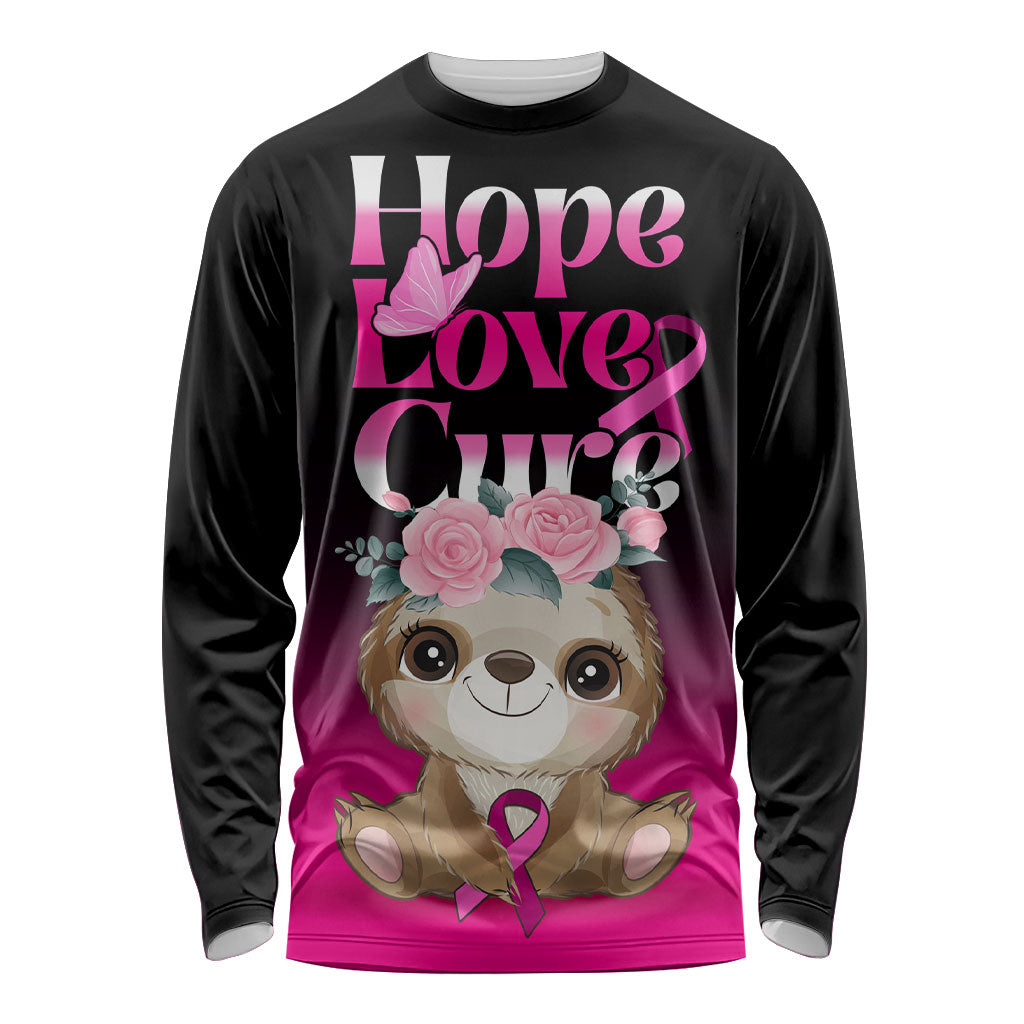 Personalised Hope Love Cure Sloth Long Sleeve Shirt