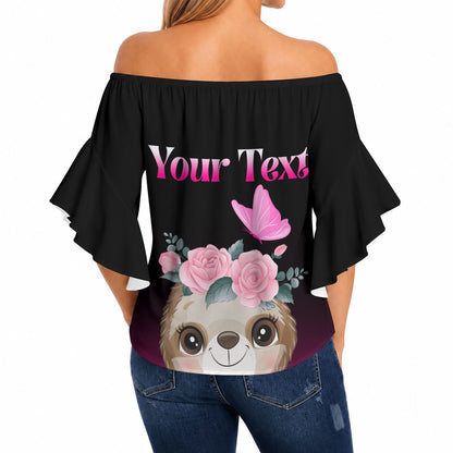 Personalised Hope Love Cure Sloth Off Shoulder Wrap Waist Top