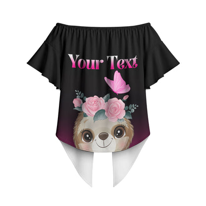 Personalised Hope Love Cure Sloth Off Shoulder Wrap Waist Top