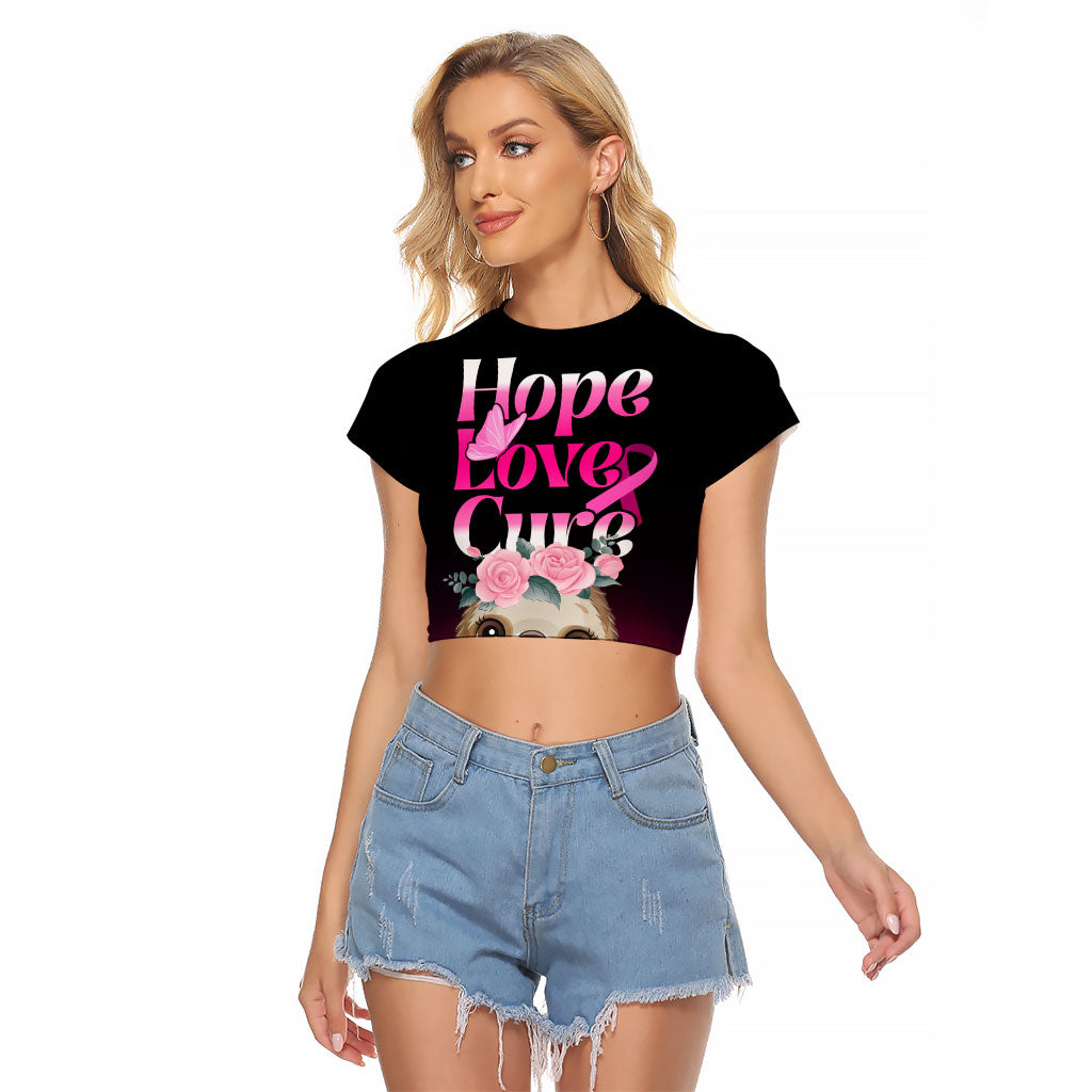 Personalised Hope Love Cure Sloth Raglan Cropped T Shirt