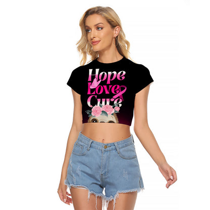 Personalised Hope Love Cure Sloth Raglan Cropped T Shirt