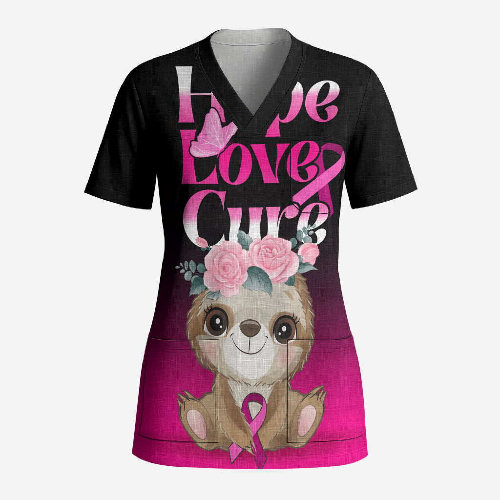 Personalised Hope Love Cure Sloth Scrub Top